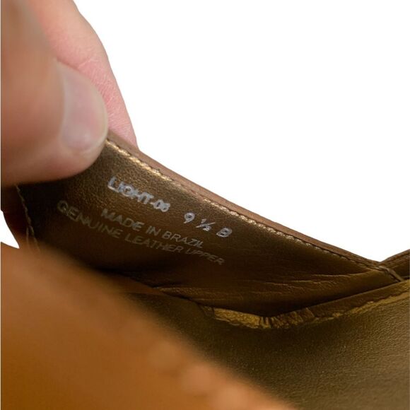 Unisa Tan Leather Criss-Cross Peep Toe High Heel Pumps Size 9.5 - Picture 6 of 9